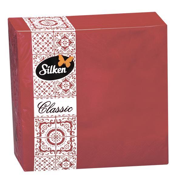 Серветки паперові Classic Червоні TM Silken 2 шар 50 шт -розмір 33*33 см